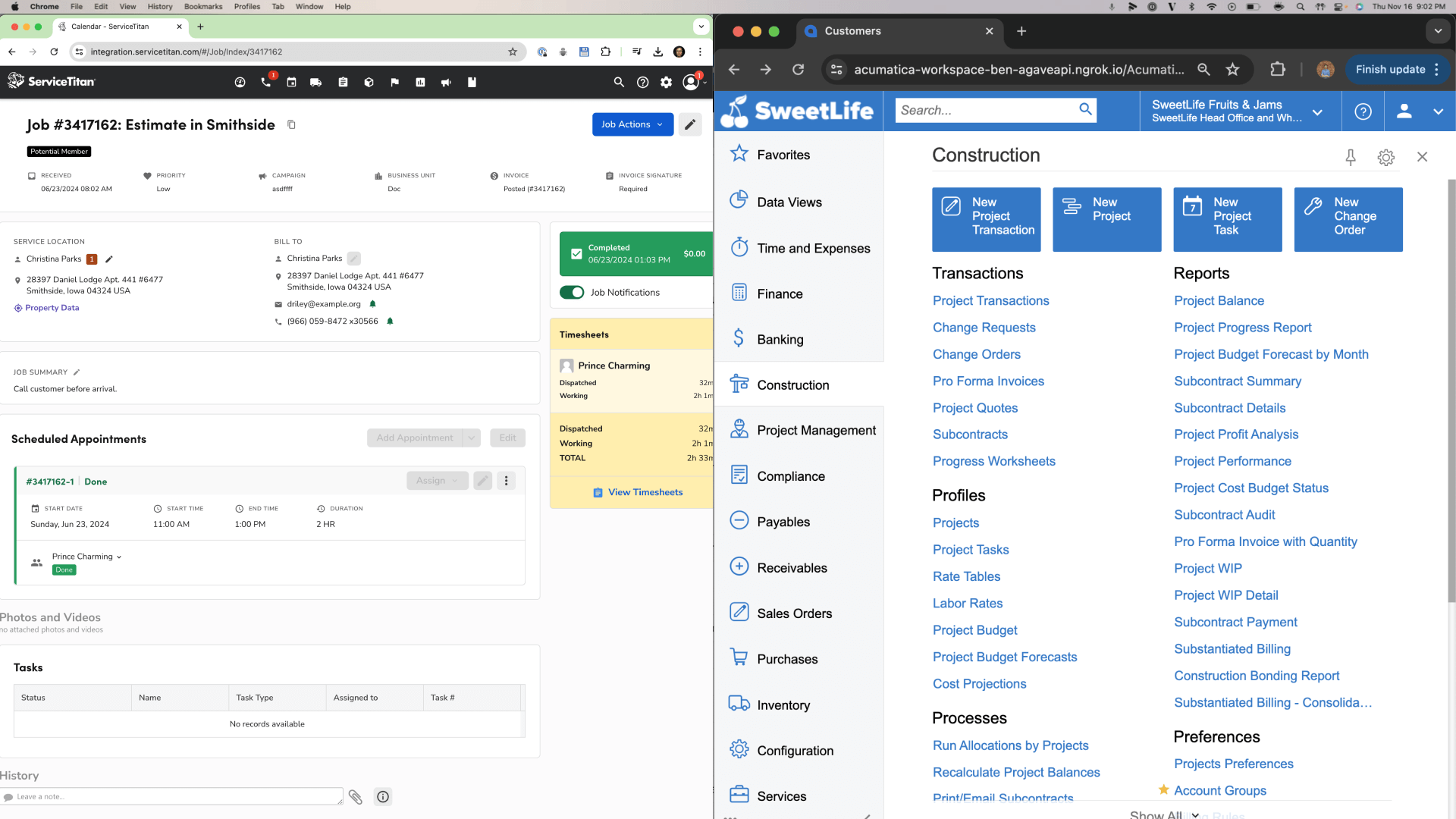 Video demo of ServiceTitan & Acumatica Sync